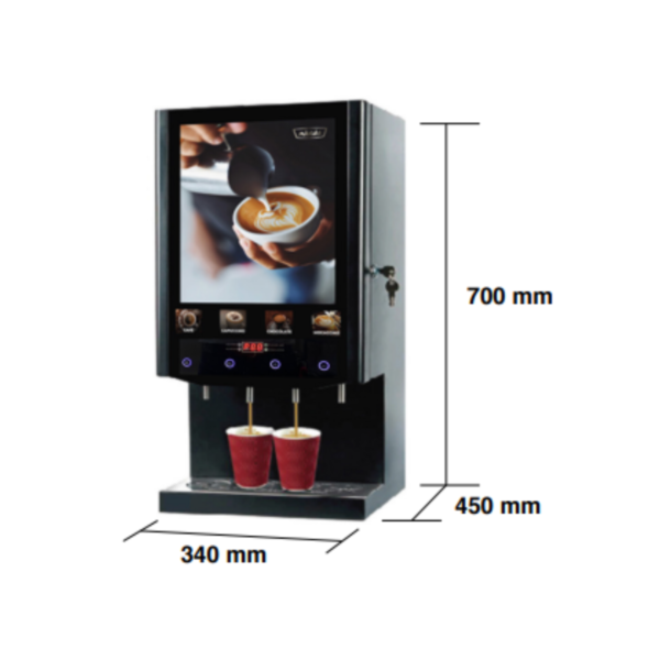 Panel táctil de la cafetera automática 4 sabores.