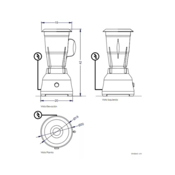 MEDIDAS Licuadora Alta Rotación 2 Lts LI2 SKYMSEN MEDIDAS Licuadora Alta Rotación 2 Lts LI2 SKYMSEN