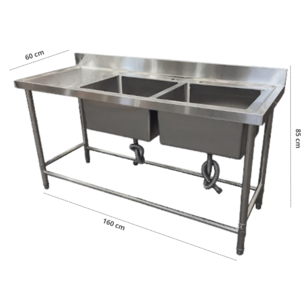 MEDIDAS Lavafondo de 2 Tazas con Secador Izquierdo